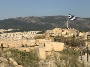 Greek Flag, Acropolis, Athens, Greece
