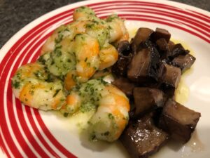 Pesto Shrimp and Portobello Mushrooms